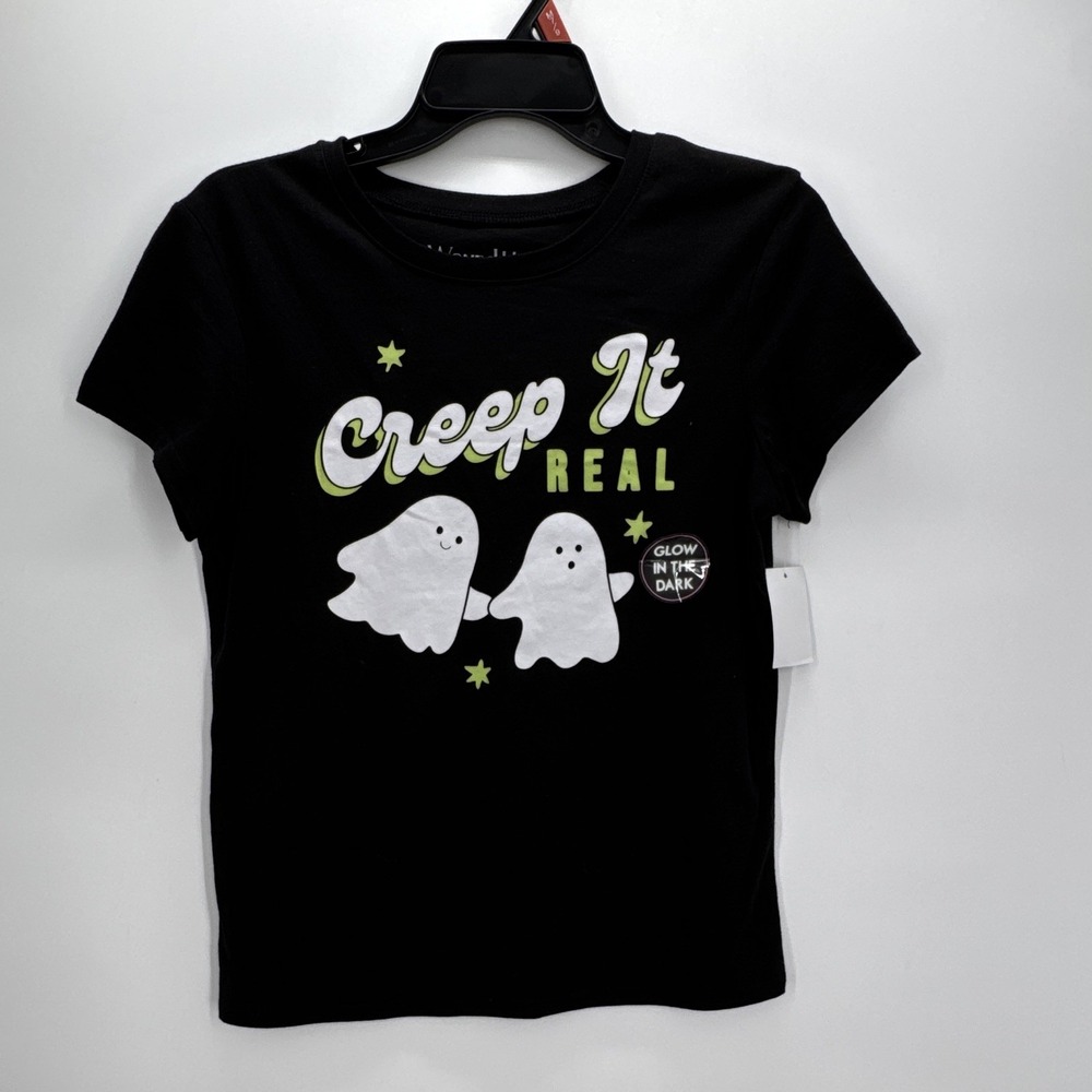 Wound Up Girls Creep It Real Ghost Glow In The Dark Halloween Shirt Black XXL 19